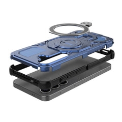 For Samsung Galaxy S25 Magnetic Case Rotating Metal Kickstand PC + TPU Phone Back Cover