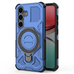 For Samsung Galaxy S25 Magnetic Case Rotating Metal Kickstand PC + TPU Phone Back Cover