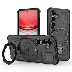 For Samsung Galaxy S25 Magnetic Case Rotating Metal Kickstand PC + TPU Phone Back Cover