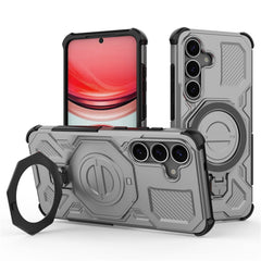 For Samsung Galaxy S25 Magnetic Case Rotating Metal Kickstand PC + TPU Phone Back Cover