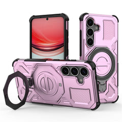For Samsung Galaxy S25 Magnetic Case Rotating Metal Kickstand PC + TPU Phone Back Cover