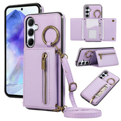 For Samsung Galaxy A36 5G Leather Back Cover Zipper Wallet Kickstand Phone Case with Shoulder Strap