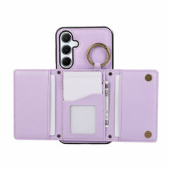 For Samsung Galaxy A36 5G Leather Back Cover Zipper Wallet Kickstand Phone Case with Shoulder Strap