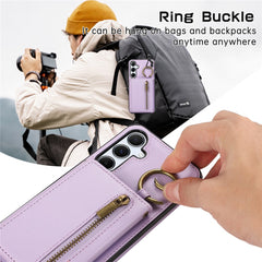 For Samsung Galaxy A36 5G Leather Back Cover Zipper Wallet Kickstand Phone Case with Shoulder Strap