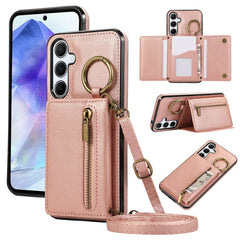 For Samsung Galaxy A36 5G Leather Back Cover Zipper Wallet Kickstand Phone Case with Shoulder Strap