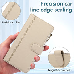 For iPhone 16 Case Multi Card Slots Zipper Leather Phone Cover with Wrist Strap