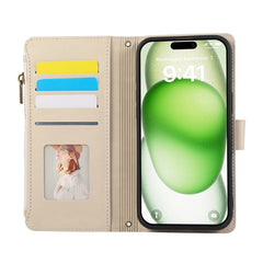 For iPhone 16 Case Multi Card Slots Zipper Leather Phone Cover with Wrist Strap
