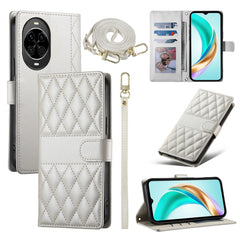 For Huawei nova 14 5G Case Rhombus Stitching Wallet Stand Leather Phone Cover with Long  /  Short Strap