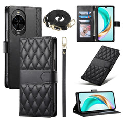 For Huawei nova 14 5G Case Rhombus Stitching Wallet Stand Leather Phone Cover with Long  /  Short Strap