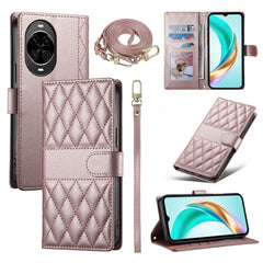 For Huawei nova 14 5G Case Rhombus Stitching Wallet Stand Leather Phone Cover with Long  /  Short Strap