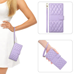 For Huawei nova 14 Pro 5G Case Rhombus Stitching Wallet Stand Leather Phone Cover with Long  /  Short Strap