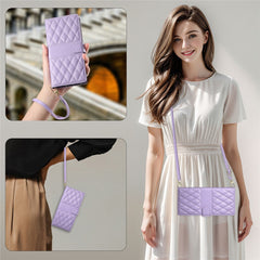 For Huawei nova 14 Pro 5G Case Rhombus Stitching Wallet Stand Leather Phone Cover with Long  /  Short Strap