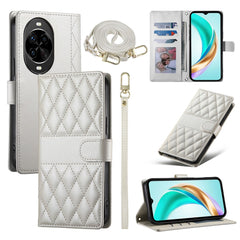 For Huawei nova 14 Pro 5G Case Rhombus Stitching Wallet Stand Leather Phone Cover with Long  /  Short Strap
