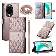 For Huawei nova 14 Pro 5G Case Rhombus Stitching Wallet Stand Leather Phone Cover with Long  /  Short Strap