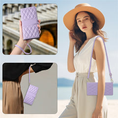 For Huawei nova 14 Ultra 5G Case Rhombus Stitching Wallet Stand Leather Phone Cover with Long  /  Short Strap