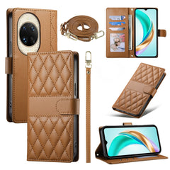 For Huawei nova 14 Ultra 5G Case Rhombus Stitching Wallet Stand Leather Phone Cover with Long  /  Short Strap