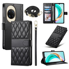 For Huawei nova 14 Ultra 5G Case Rhombus Stitching Wallet Stand Leather Phone Cover with Long  /  Short Strap
