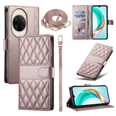 For Huawei nova 14 Ultra 5G Case Rhombus Stitching Wallet Stand Leather Phone Cover with Long  /  Short Strap