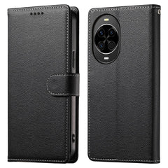 Coque portefeuille magnétique en cuir texturé Litchi pour Huawei Nova 14 5G avec dragonne 