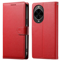 Coque portefeuille magnétique en cuir texturé Litchi pour Huawei Nova 14 5G avec dragonne 