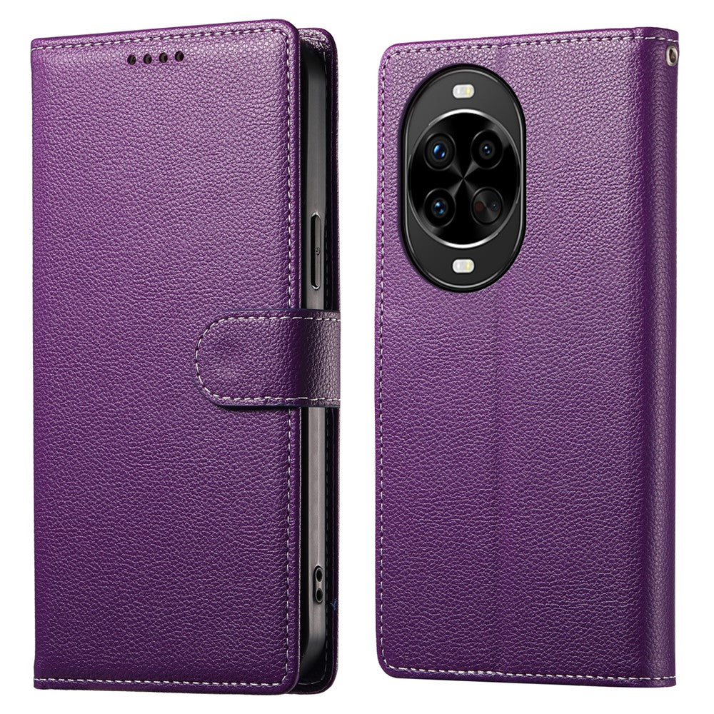 For Huawei nova 14 Pro 5G Case Magnetic Snap Litchi Texture Leather Wallet Phone Cover with Wrist Strap