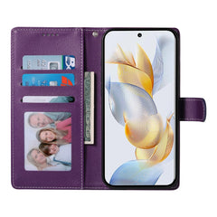 Coque portefeuille magnétique en cuir texturé Litchi pour Huawei Nova 14 Pro 5G avec dragonne 