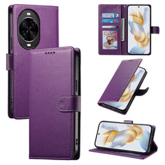 Coque portefeuille magnétique en cuir texturé Litchi pour Huawei Nova 14 Pro 5G avec dragonne 