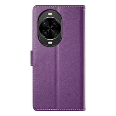 Coque portefeuille magnétique en cuir texturé Litchi pour Huawei Nova 14 Pro 5G avec dragonne 