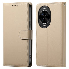 Coque portefeuille magnétique en cuir texturé Litchi pour Huawei Nova 14 Pro 5G avec dragonne 