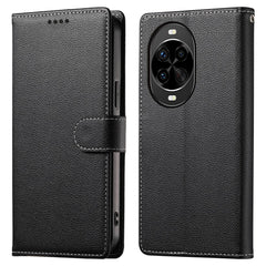 Coque portefeuille magnétique en cuir texturé Litchi pour Huawei Nova 14 Pro 5G avec dragonne 