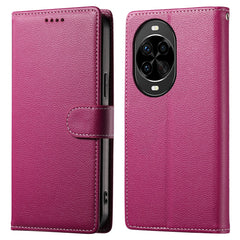 Coque portefeuille magnétique en cuir texturé Litchi pour Huawei Nova 14 Pro 5G avec dragonne 