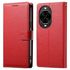 Coque portefeuille magnétique en cuir texturé Litchi pour Huawei Nova 14 Pro 5G avec dragonne 