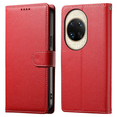 For Huawei nova 14 Ultra 5G Case Magnetic Snap Litchi Texture Leather Wallet Phone Cover with Wrist Strap