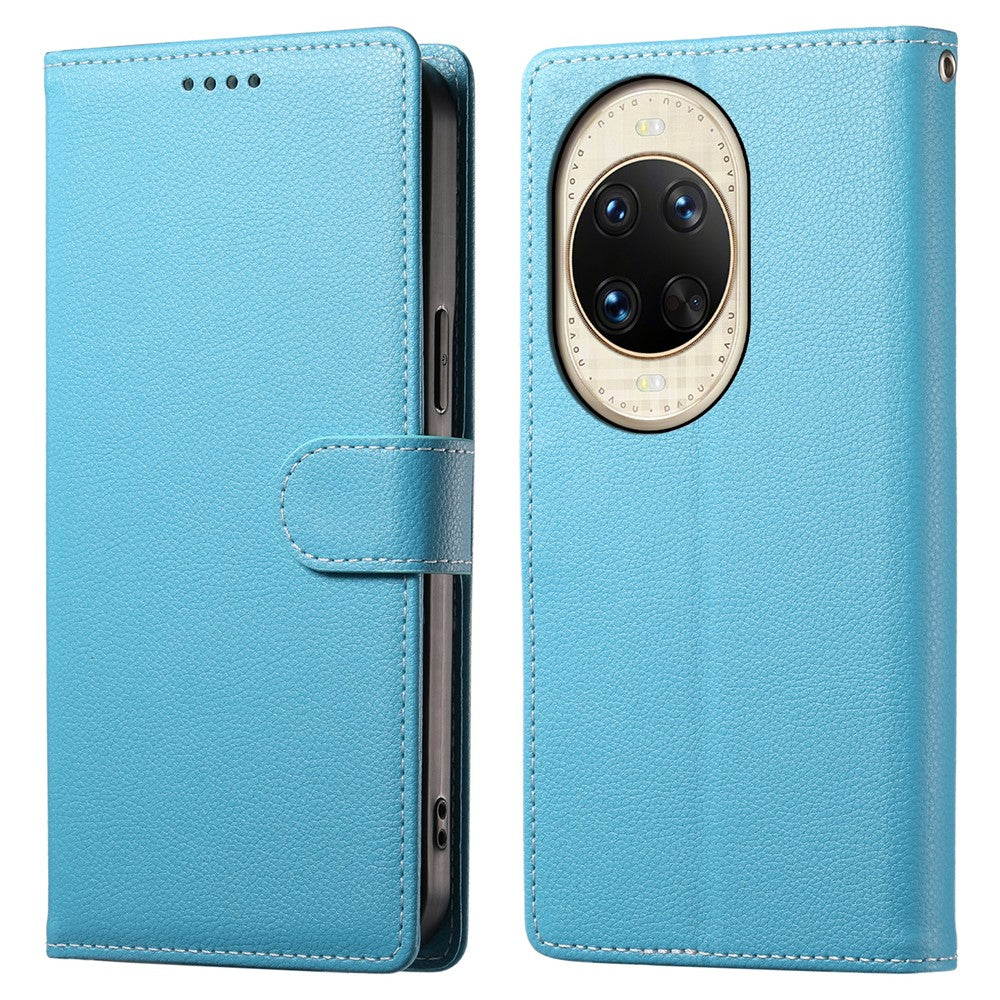 For Huawei nova 14 Ultra 5G Case Magnetic Snap Litchi Texture Leather Wallet Phone Cover with Wrist Strap