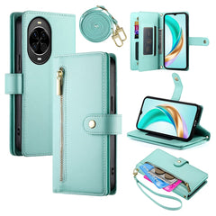 Étui portefeuille en cuir avec fermeture éclair et sangles pour Huawei Nova 14 5G 