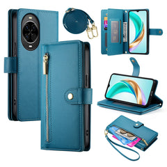 Étui portefeuille en cuir avec fermeture éclair et sangles pour Huawei Nova 14 5G 