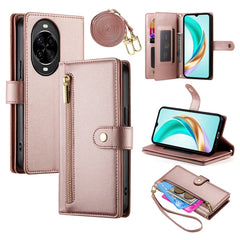 Étui portefeuille en cuir avec fermeture éclair et sangles pour Huawei Nova 14 Pro 5G 