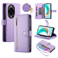 Étui portefeuille en cuir avec fermeture éclair et sangles pour Huawei Nova 14 Pro 5G 