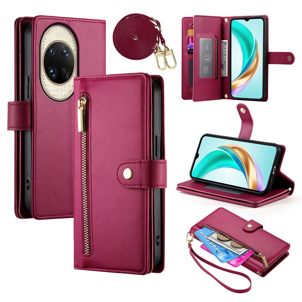 Für Huawei nova 14 Ultra 5G Hülle Reißverschlusstasche Brieftasche Leder Handyhülle mit Riemen 