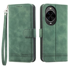DIERFENG DF-03 For Huawei nova 14 5G Case Lines Imprint Wallet Leather Phone Cover with Wrist Strap