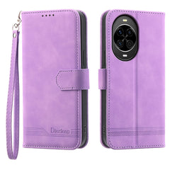 DIERFENG DF-03 For Huawei nova 14 5G Case Lines Imprint Wallet Leather Phone Cover with Wrist Strap