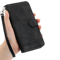 DIERFENG DF-03 For Huawei nova 14 Pro 5G Case Lines Imprint Wallet Leather Phone Cover with Wrist Strap