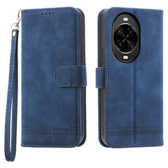 DIERFENG DF-03 For Huawei nova 14 Pro 5G Case Lines Imprint Wallet Leather Phone Cover with Wrist Strap