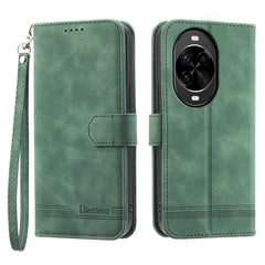 DIERFENG DF-03 For Huawei nova 14 Pro 5G Case Lines Imprint Wallet Leather Phone Cover with Wrist Strap