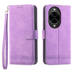 DIERFENG DF-03 For Huawei nova 14 Pro 5G Case Lines Imprint Wallet Leather Phone Cover with Wrist Strap