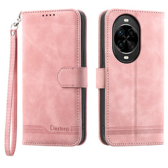 DIERFENG DF-03 For Huawei nova 14 Pro 5G Case Lines Imprint Wallet Leather Phone Cover with Wrist Strap