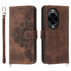 For Huawei nova 14 Pro 5G Case Flower Pattern PU Leather Wallet Phone Cover with Strap