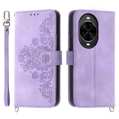 For Huawei nova 14 Pro 5G Case Flower Pattern PU Leather Wallet Phone Cover with Strap