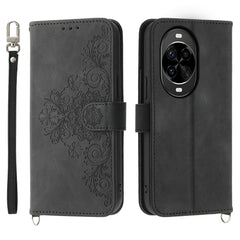 For Huawei nova 14 Pro 5G Case Flower Pattern PU Leather Wallet Phone Cover with Strap