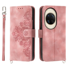 For Huawei nova 14 Ultra 5G Case Flower Pattern PU Leather Wallet Phone Cover with Strap